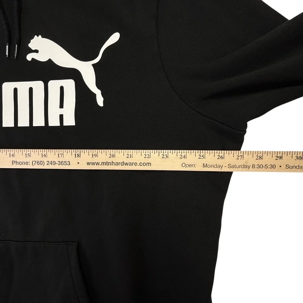 Puma Logo Hoodie Black Pullover‎ Sweatshirt XXL Big Logo Pocket Athletic